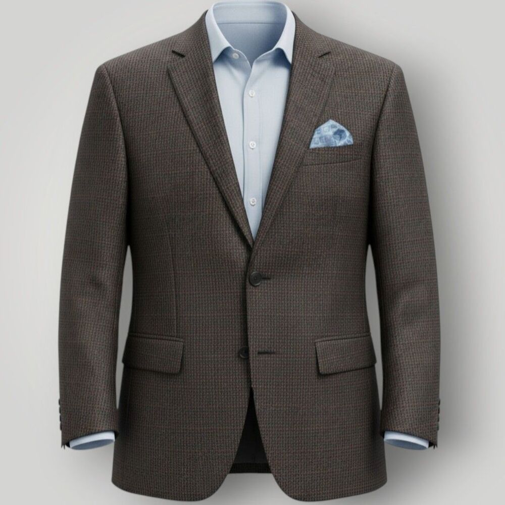 RALPH LAUREN Men's Blazer Sport Coat Two Button Suit Jacket 44R Brown Plaid Wool